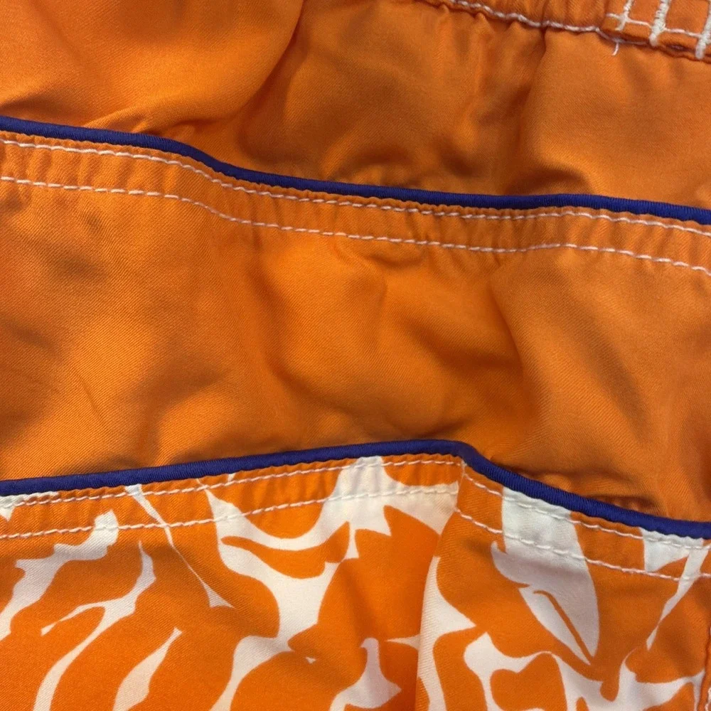 Nautica Youth Teen Boys Kids Lined Swim Trunks Shorts XL 18 20 Orange White EUC